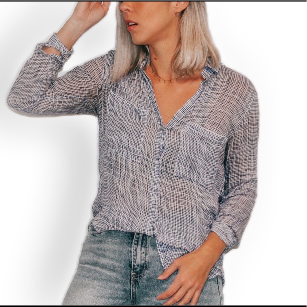 Anthropologie Cloth & Stone Light Plaid Blouse